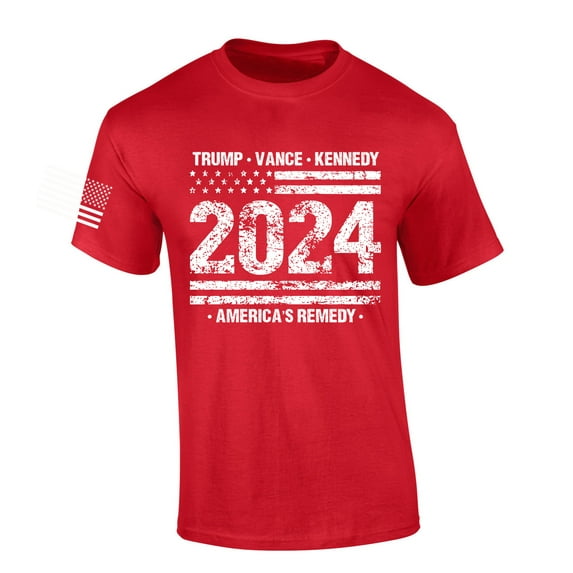 Trenz Shirt Company Trump Vance Kennedy RFK Americas Remedy Flag Short Sleeve T-shirt-Red-xxl