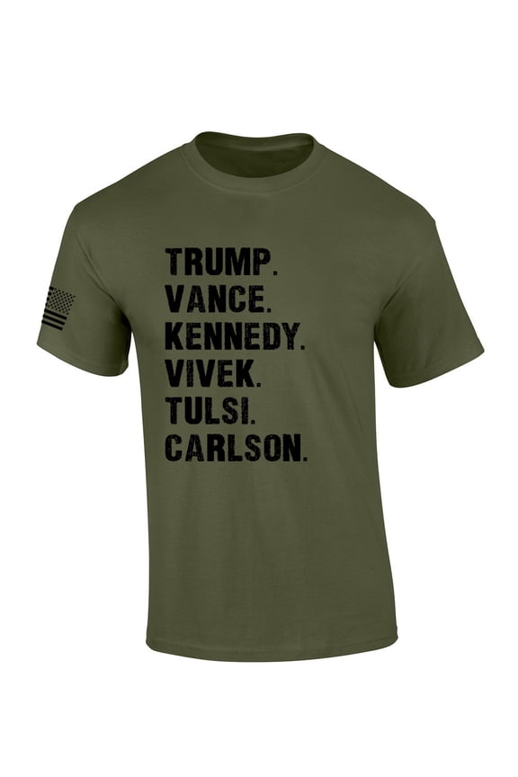 Trump Vance Kennedy Vivek Tulsi Carlson 2024 Short Sleeve T-shirt-Military Green-5xl