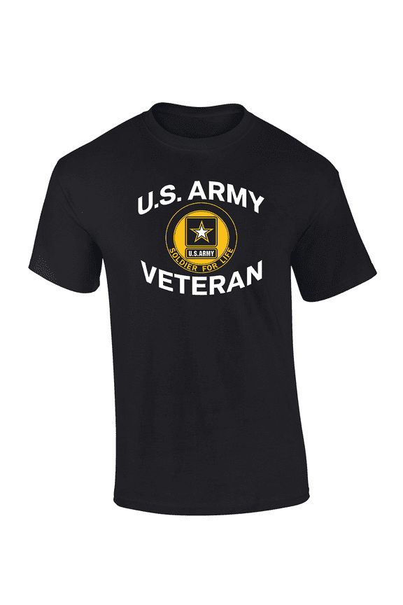 U.S. Army Veteran: Solider For Life Short Sleeve Mens Graphic T-Shirt-Black-small