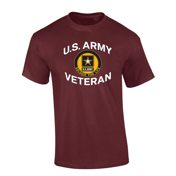 Trenz Shirt Company U.S. Army Veteran: Solider For Life Short Sleeve Mens Graphic T-Shirt-Maroon-small