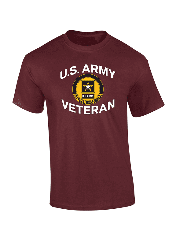 U.S. Army Veteran: Solider For Life Short Sleeve Mens Graphic T-Shirt-Maroon-small