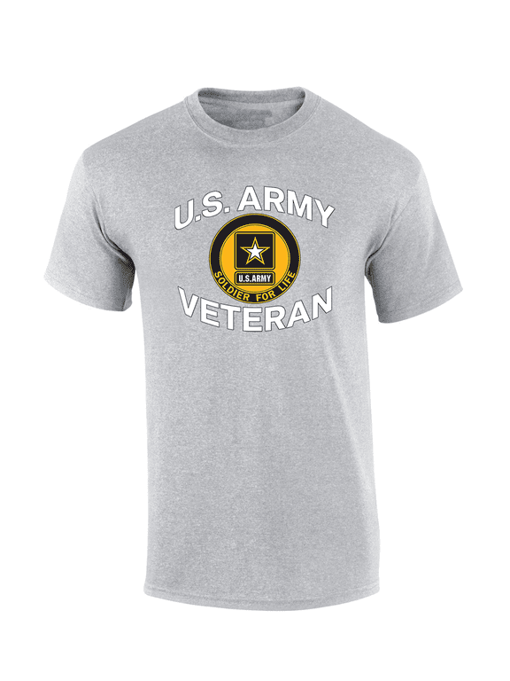 U.S. Army Veteran: Solider For Life Short Sleeve Mens Graphic T-Shirt-Sports Grey-xl