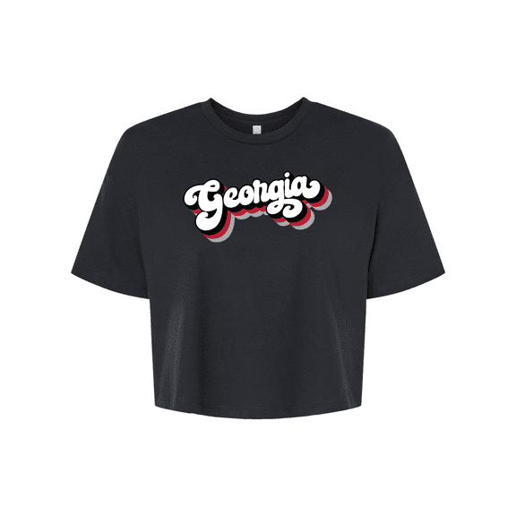 Trenz Shirt Company UGA Womens Georgia Football Stacked Georgia Womens Fit Jersey Crop Tee-Black-large