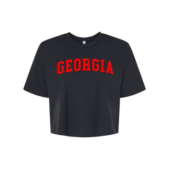 Trenz Shirt Company UGA Womens Georgia Football Varsity Georgia Womens Fit Jersey Crop Tee-Black-large
