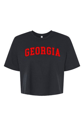 UGA Womens Georgia Football Varsity Georgia Womens Fit Jersey Crop Tee-Black-xl