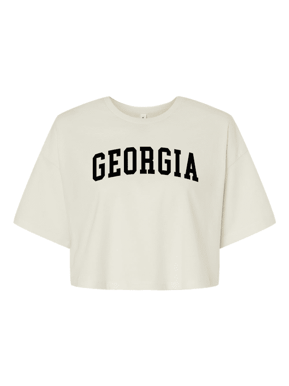 UGA Womens Georgia Football Varsity Georgia Womens Fit Jersey Crop Tee-Vintage White-xxl