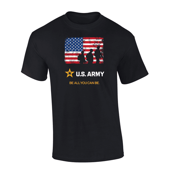 Trenz Shirt Company US Army Soldiers Tattered Flag: Be All You Can Be Short Sleeve Mens Graphic T-Shirt-Black-6xl