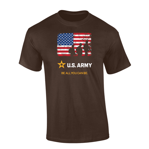 Trenz Shirt Company US Army Soldiers Tattered Flag: Be All You Can Be Short Sleeve Mens Graphic T-Shirt-Brown-xxxl