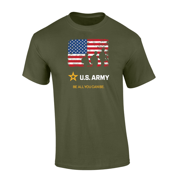 Trenz Shirt Company US Army Soldiers Tattered Flag: Be All You Can Be Short Sleeve Mens Graphic T-Shirt-Military-medium