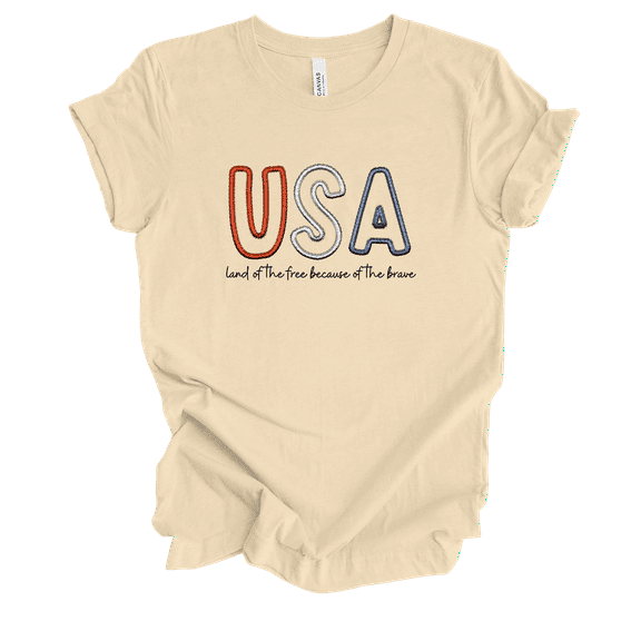 Trenz Shirt Company USA Land Of The Free Because Of The Brave Short Sleeve Womens Graphic T-Shirt -Soft Cream-xxxl