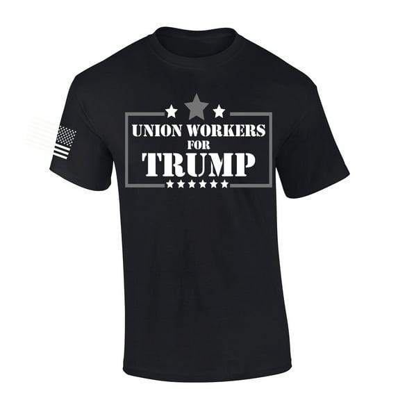 Trenz Shirt Company Union Workers For Trump Short Sleeve T-shirt-Black-Medium