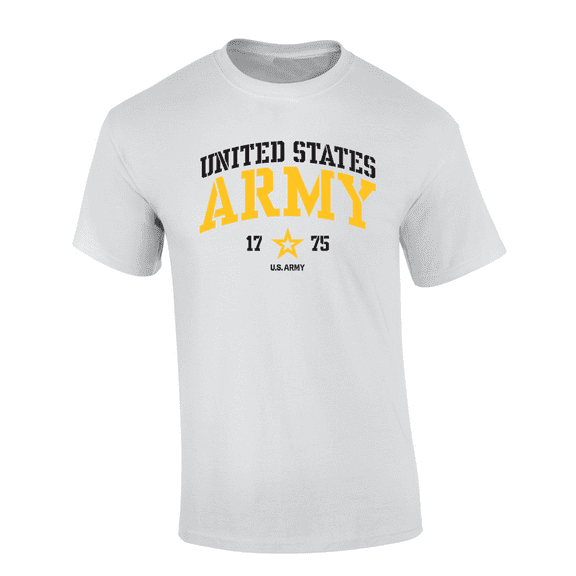 Trenz Shirt Company United States Army Arch Lettering 1775  Short Sleeve Mens Graphic T-Shirt-White-small