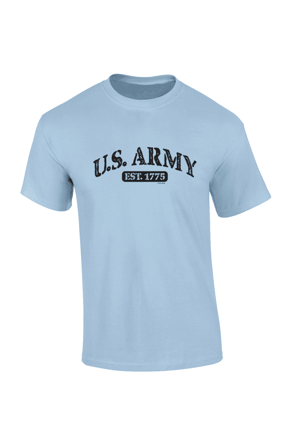 United States Army EST. 1775 Black Lettering Short Sleeve Mens Graphic T-Shirt-Light Blue-small
