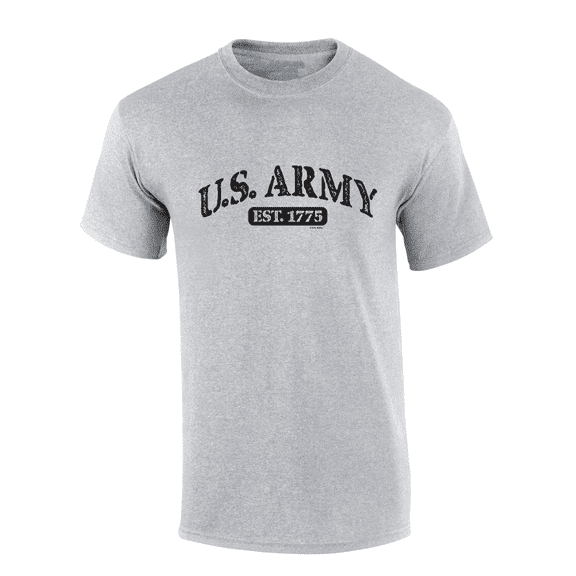 Trenz Shirt Company United States Army EST. 1775 Black Lettering  Short Sleeve Mens Graphic T-Shirt-Sports Grey-large
