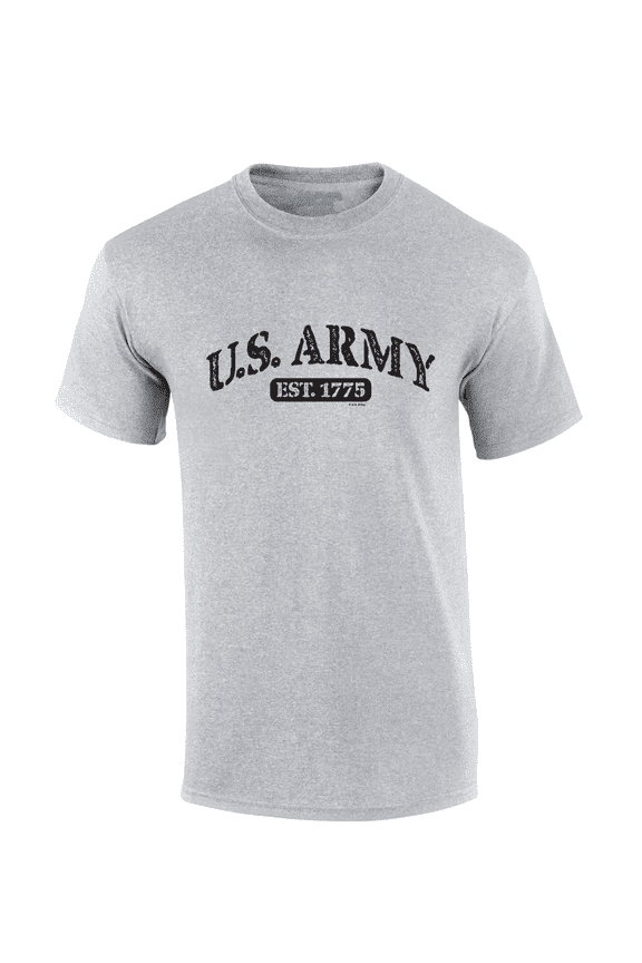 United States Army EST. 1775 Black Lettering Short Sleeve Mens Graphic T-Shirt-Sports Grey-large