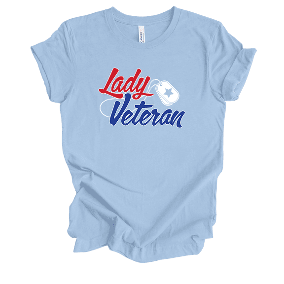 Trenz Shirt Company United States Lady Veteran Army Dog Tags Short Sleeve Womens Graphic T-Shirt-Baby Blue-medium