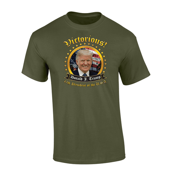 Trenz Shirt Company Victorious! Donald Trump 47th President Of The USA Short Sleeve T-shirt Graphic Tee-Military-medium