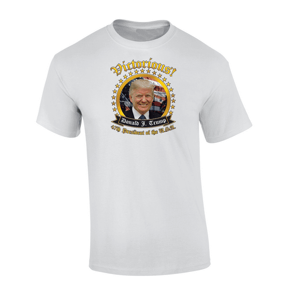 Trenz Shirt Company Victorious! Donald Trump 47th President Of The USA Short Sleeve T-shirt Graphic Tee-White-medium