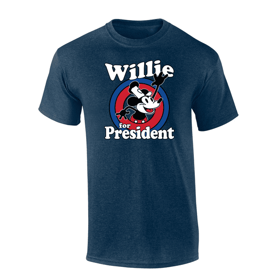 Trenz Shirt Company Vintage 1928s Willie For President 2024 Short Sleeve Mens Graphic T-Shirt-Heather Navy-medium