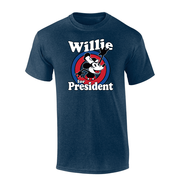 Trenz Shirt Company Vintage 1928s Willie For President 2024 Short Sleeve Mens Graphic T-Shirt-Heather Navy-xl