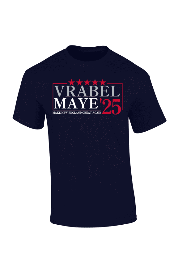 Vrabel Maye 2025 Make New England Great Again Short Sleeve Tshirt-Navy-X-Large