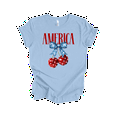 thumbnail image 1 of Trenz Shirt Company Women's American Cherries With Bow Short Sleeve T-Shirt - 4th of July Shirts for American Women-Baby Blue-4X-Large, 1 of 1