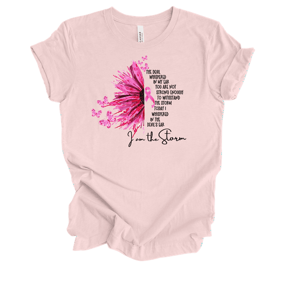 Trenz Shirt Company Women's Breast Cancer Awareness I'm The Storm Short Sleeve T-Shirt-Soft Pink-Large