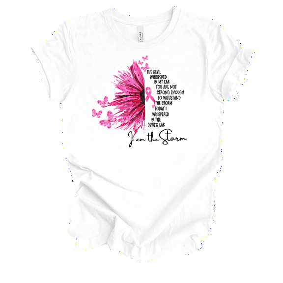 Trenz Shirt Company Women's Breast Cancer Awareness I'm The Storm Short Sleeve T-Shirt-White-4X-Large