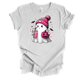 thumbnail image 1 of Trenz Shirt Company Women's Breast Cancer Cute Ghost Pumpkin Coffee Short Sleeve T-Shirt-Ash-3X-Large, 1 of 1