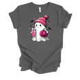 thumbnail image 1 of Trenz Shirt Company Women's Breast Cancer Cute Ghost Pumpkin Coffee Short Sleeve T-Shirt-Asphalt-4X-Large, 1 of 1