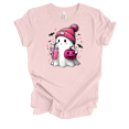 thumbnail image 1 of Trenz Shirt Company Women's Breast Cancer Cute Ghost Pumpkin Coffee Short Sleeve T-Shirt-Soft Pink-XX-Large, 1 of 1