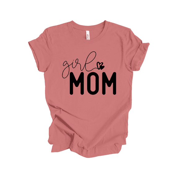 Trenz Shirt Company Women's Cursive 'Girl' Mom Hearts Short Sleeve T-Shirt – Cute & Stylish-Mauve-large