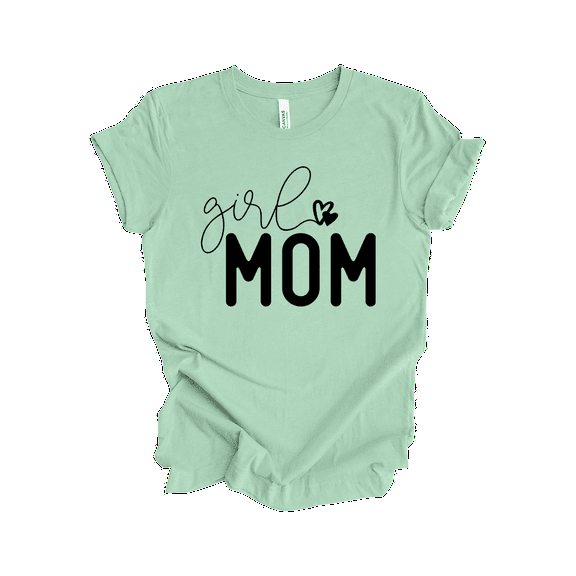 Trenz Shirt Company Women's Cursive 'Girl' Mom Hearts Short Sleeve T-Shirt – Cute & Stylish-Mint-medium