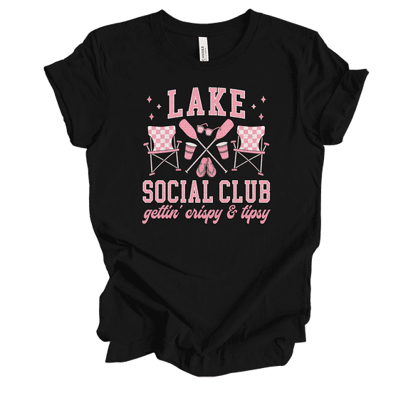 Trenz Shirt Company Women's Cute Girly Lake Social Club Short Sleeve T-Shirt-Black-3X-Large