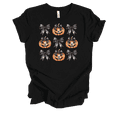 thumbnail image 1 of Trenz Shirt Company Women's Cute Halloween Pumpkins & Pink Bows Short Sleeve T-Shirt-Black-X-Large, 1 of 1