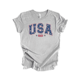 thumbnail image 1 of Trenz Shirt Company Women's Cute Patriotic Star Filled USA 1776 Label Short Sleeve T-Shirt - 4th of July Womens Tops, Athletic Grey-3X-Large, 1 of 1