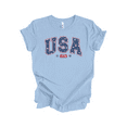 thumbnail image 1 of Trenz Shirt Company Women's Cute Patriotic Star Filled USA 1776 Label Short Sleeve T-Shirt - 4th of July Womens Tops, Baby Blue-Large, 1 of 1