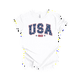 thumbnail image 1 of Trenz Shirt Company Women's Cute Patriotic Star Filled USA 1776 Label Short Sleeve T-Shirt - 4th of July Womens Tops, White-XX-Large, 1 of 1