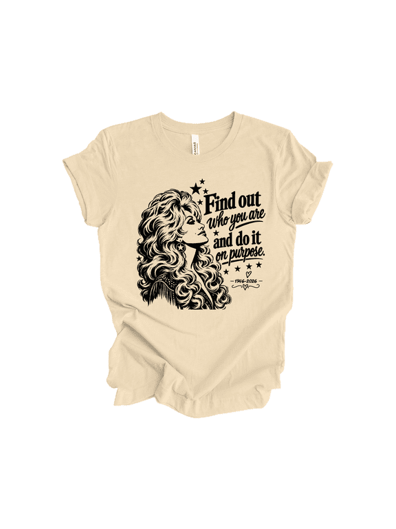 Women's Dolly Quote Find Out Who You Are and Do It On Purpose Country Music Short Sleeve T-Shirt-Soft Cream-X-Large