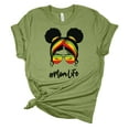 thumbnail image 1 of Trenz Shirt Company Women's Double Bun Mom Life Short Sleeve Graphic T-Shirt, Heather Green-Medium, 1 of 4