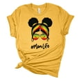 thumbnail image 1 of Trenz Shirt Company Women's Double Bun Mom Life Short Sleeve Graphic T-Shirt, Heather Yellow-Medium, 1 of 4