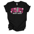 thumbnail image 1 of Trenz Shirt Company Women's Floral Fight Breast Cancer Lightning Bolt Short Sleeve T-Shirt-Black-Large, 1 of 1
