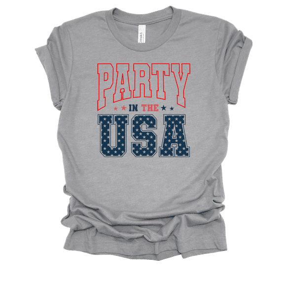 Trenz Shirt Company Women's Funny Cute Party In The USA Short Sleeve T-Shirt-Athletic Grey-Large