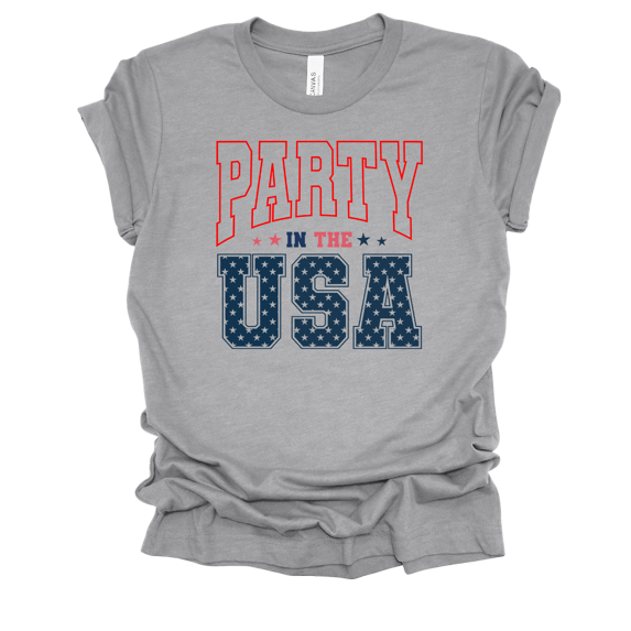 Trenz Shirt Company Women's Funny Cute Party In The USA Short Sleeve T-Shirt-Athletic Grey-Medium