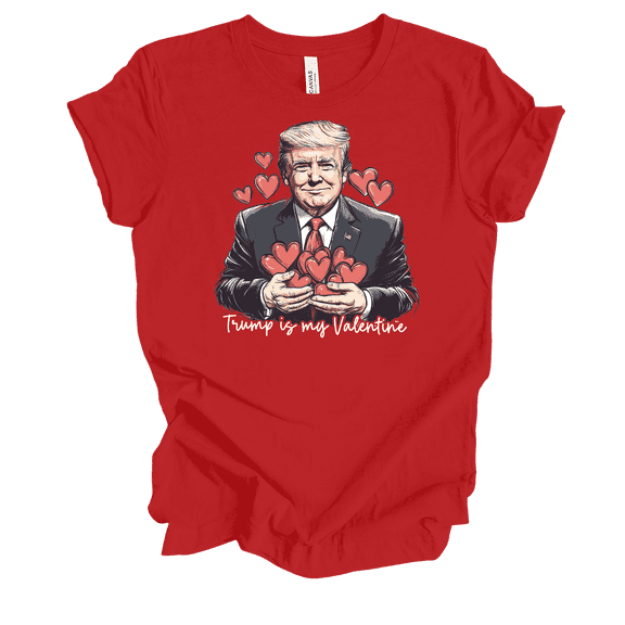 Trenz Shirt Company Women's Funny Trump My Valentine Hearts Short Sleeve T-Shirt-Red-4X-Large