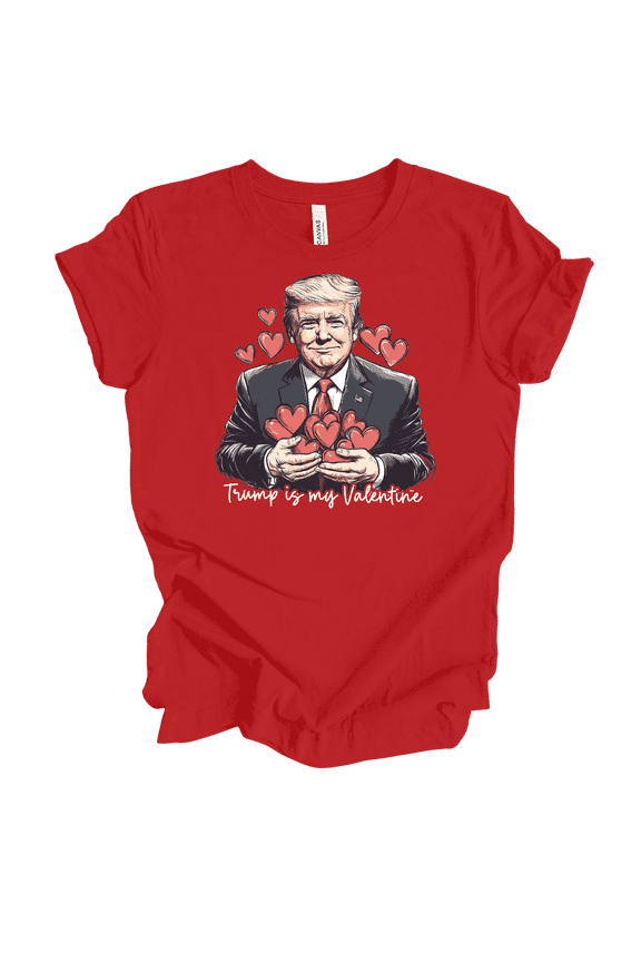 Women's Funny Trump My Valentine Hearts Short Sleeve T-Shirt-Red-4X-Large