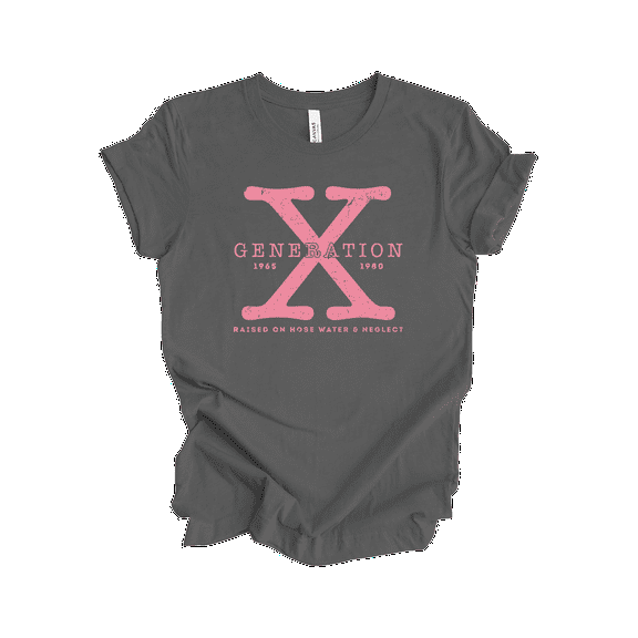 Trenz Shirt Company Women’s Gen X T-Shirt – Funny Pink Minimalist Tee, Raised on Hose Water & Neglect, Gen X Graphic Shirt-Asphalt-Large