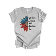 thumbnail image 1 of Trenz Shirt Company Women's Patriotic Sunflower She Loves Jesus And America Too Short Sleeve Tshirt - USA Shirts For Women-Athletic Grey-Small, 1 of 4