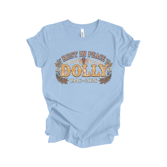 Trenz Shirt Company Women's Rest In Peace Dolly 1946-2026 Memorial T-Shirt Retro Floral Country Music Tribute Tee-Baby Blue-3X-Large