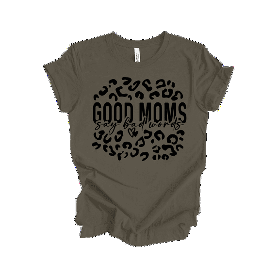 Trenz Shirt Company Women’s Short-Sleeve T-Shirt - Good Moms Say Bad Words Cursive Graphic Design-Army-medium